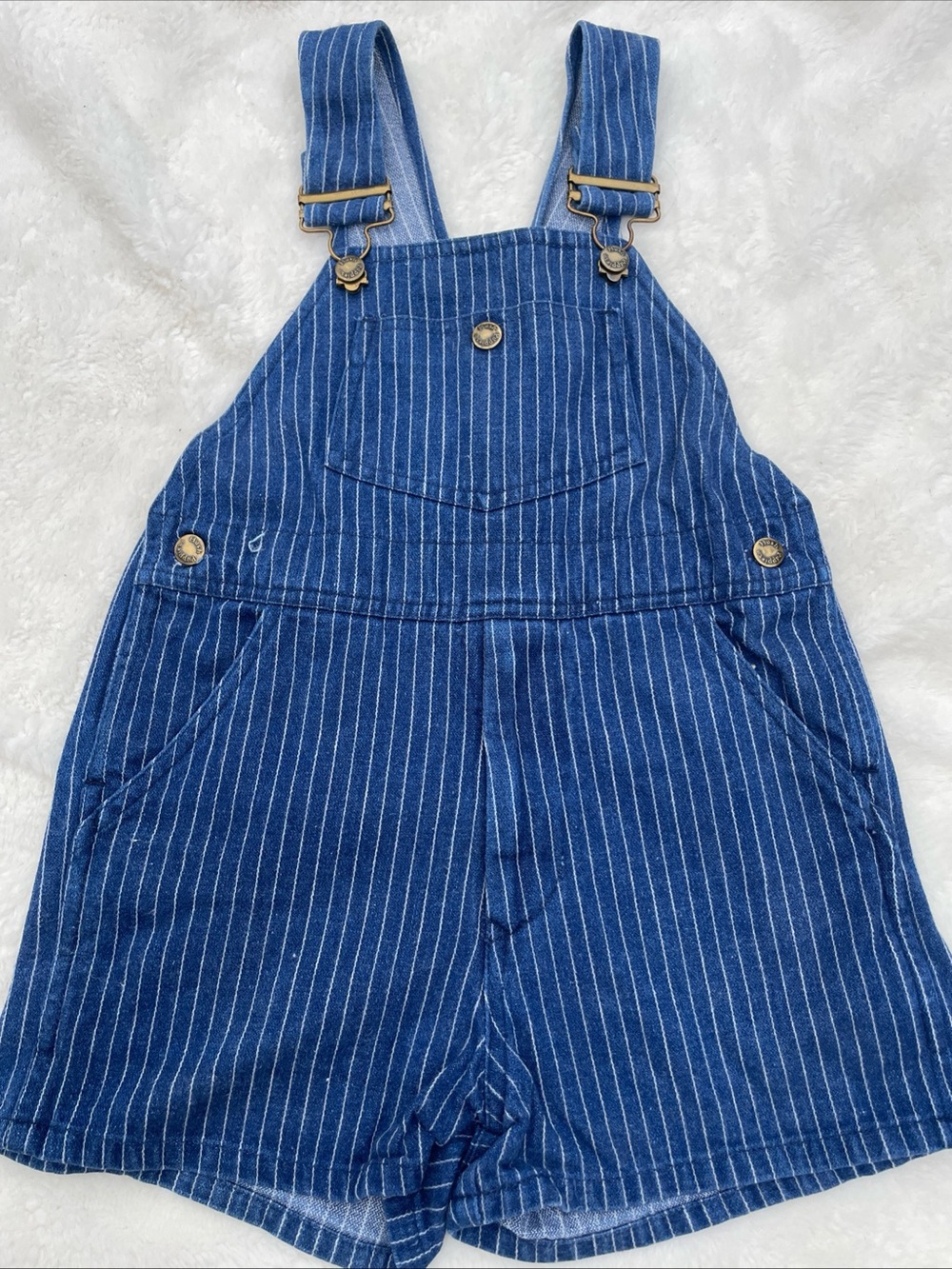 Hush Puppies Blue Pinstriped Kids' Short Overalls